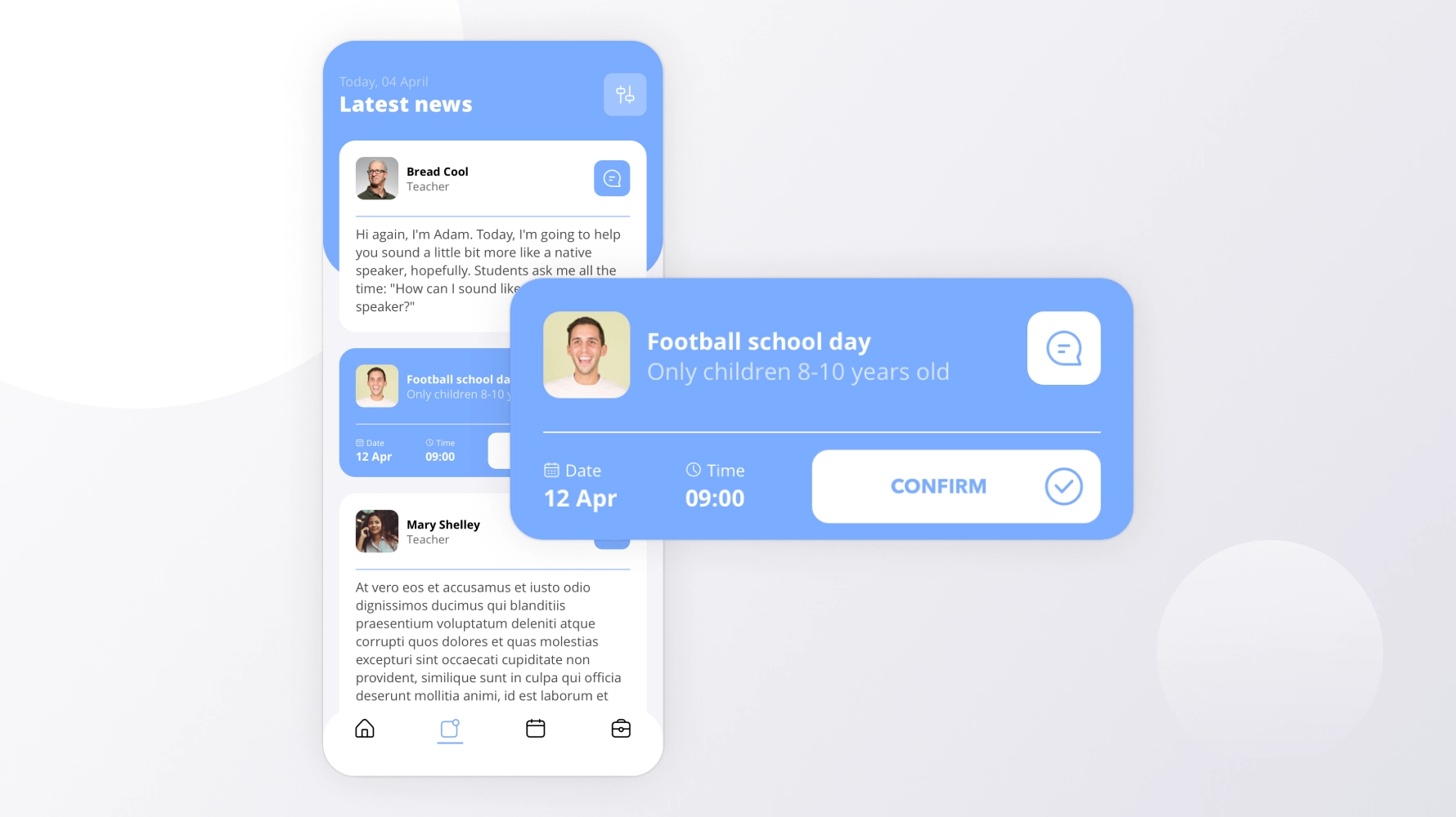Custom childcare app design