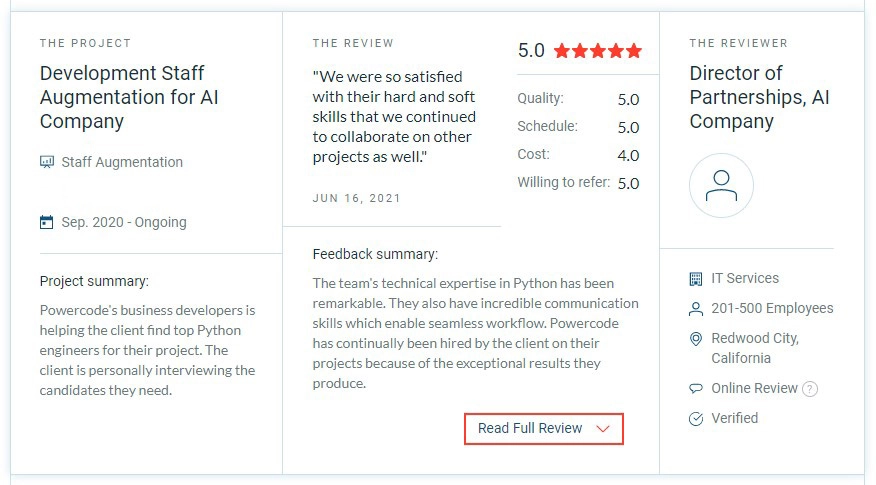 Client review on Powercode hard and soft skills