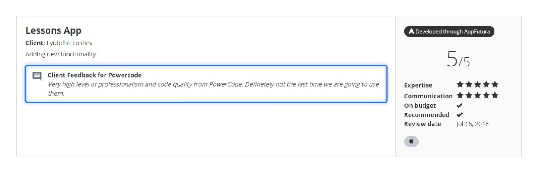 Powercode client review on service quality