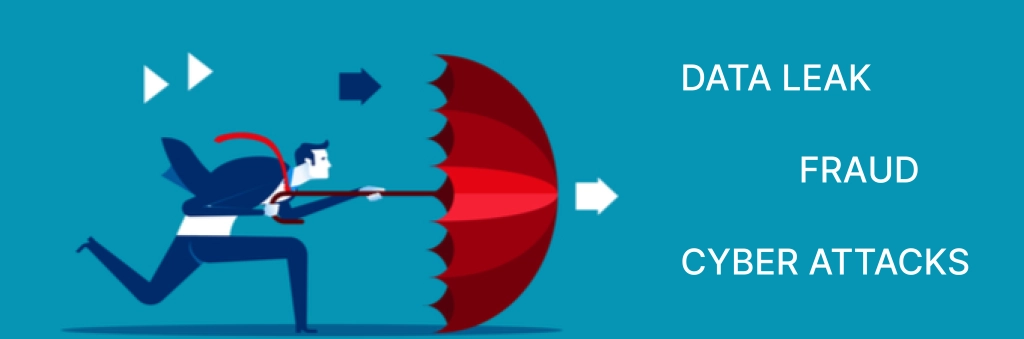 businessman with the umbrella fighting risks