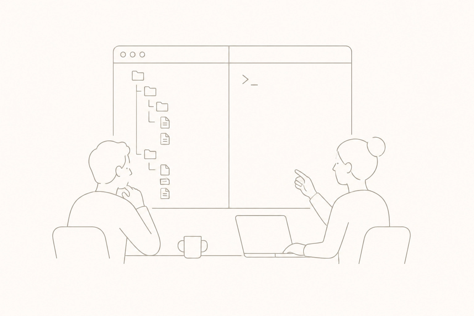 split-screen view showing a focused project file tree alongside the Claude CLI input