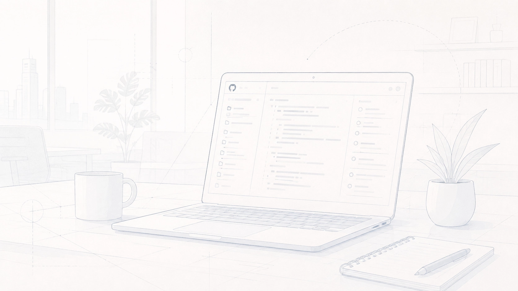 A laptop showing a code repository next to a cost breakdown