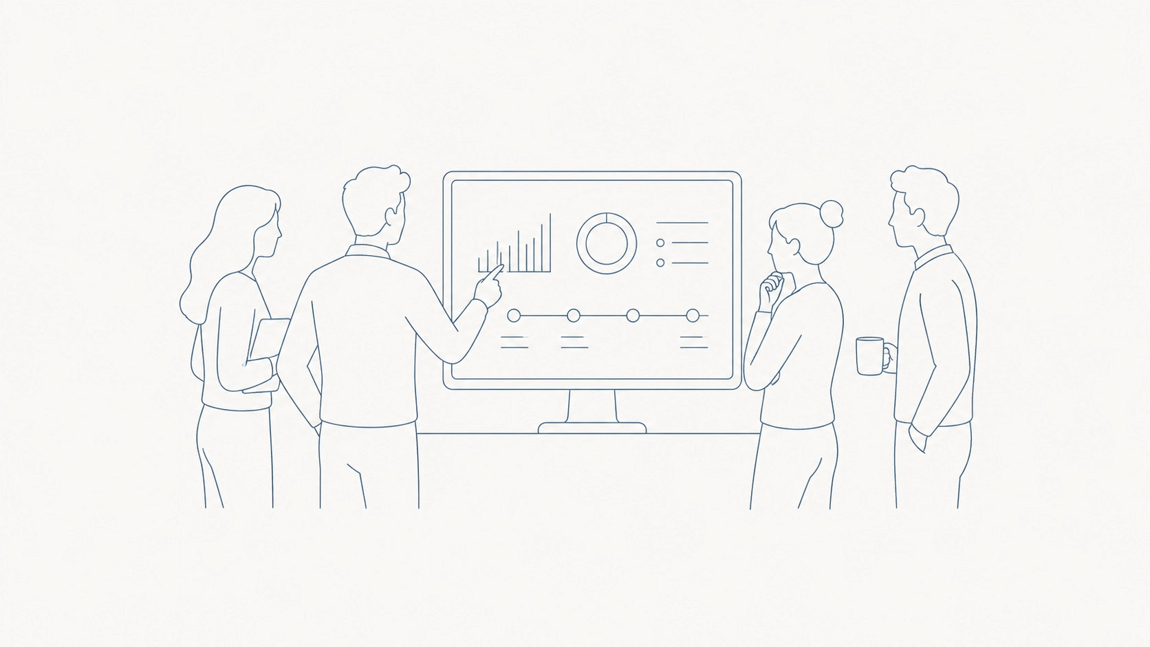 Team reviewing data platform milestones and quality metrics