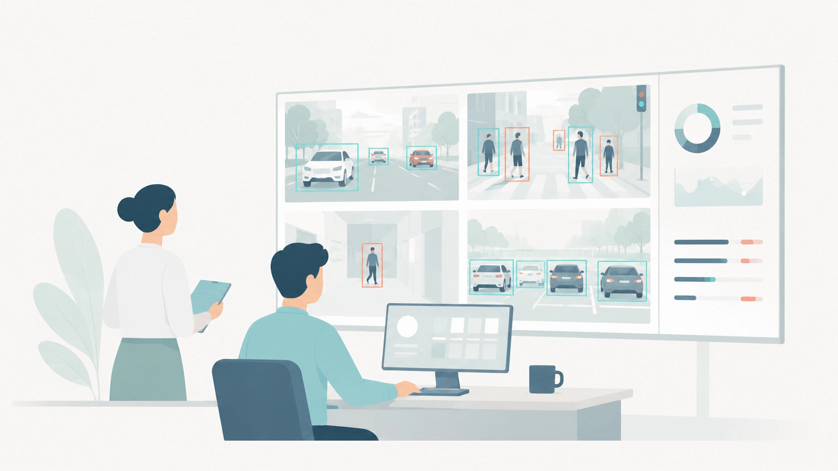 Computer vision monitoring dashboard with object detection results