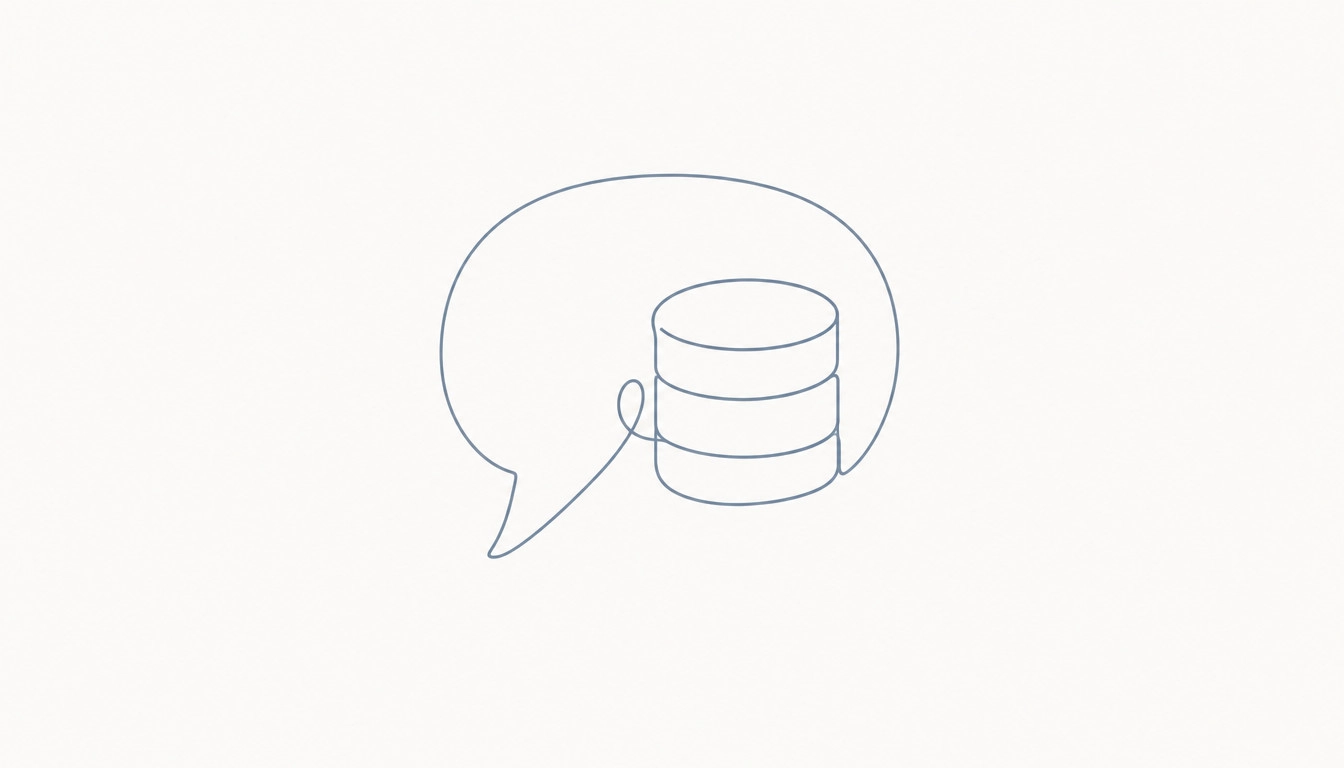 Line illustration of a database inside a speech bubble